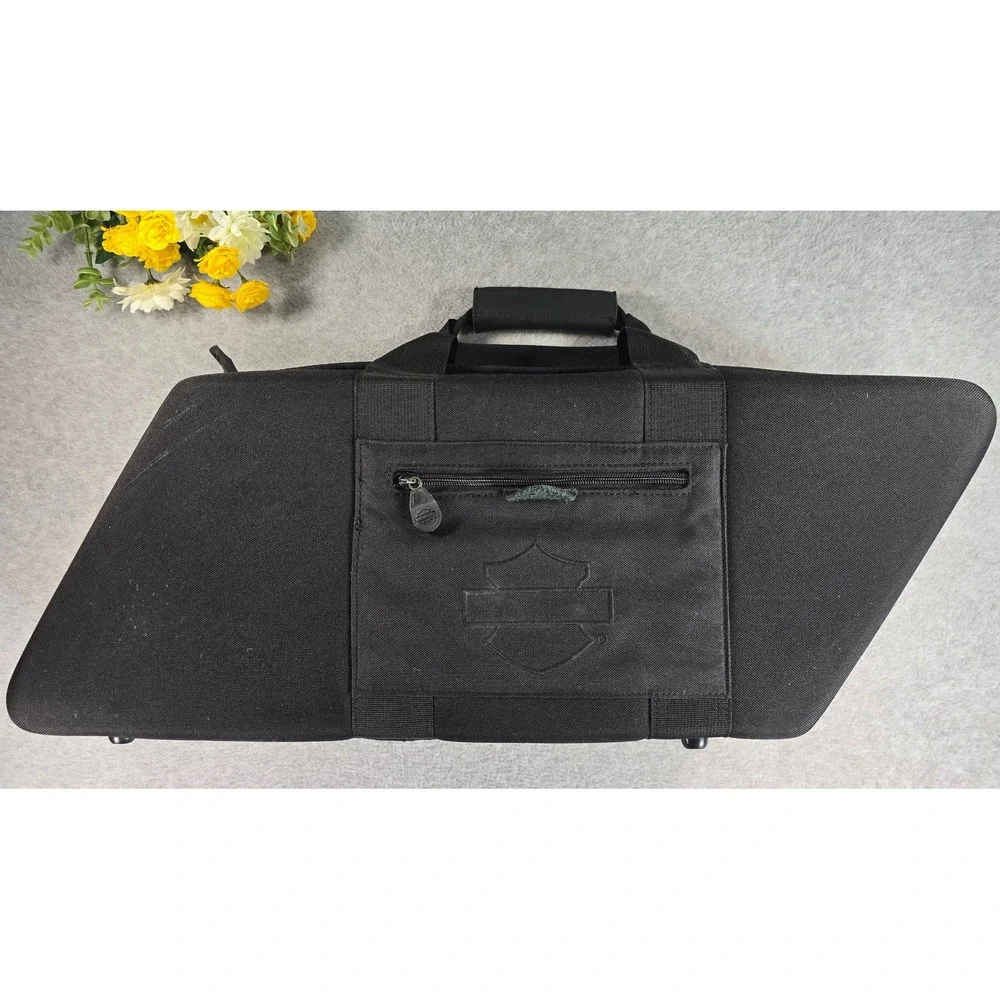 Harley Davidson Black Nylon Hard Saddlebag Liner Travel Bag Embroidered Logo